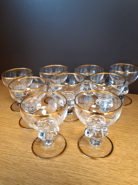 Likørglas med guldkant Gisselfeld
